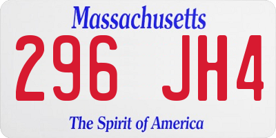 MA license plate 296JH4