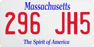 MA license plate 296JH5