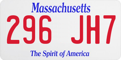 MA license plate 296JH7
