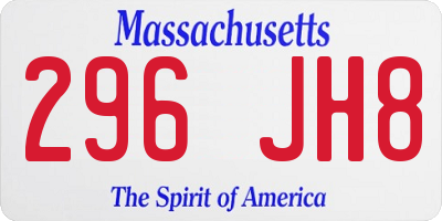 MA license plate 296JH8