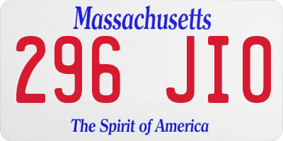 MA license plate 296JI0
