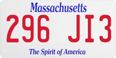 MA license plate 296JI3