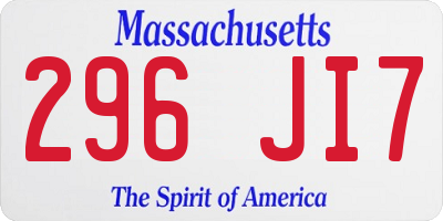 MA license plate 296JI7