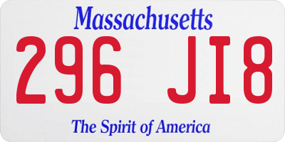 MA license plate 296JI8