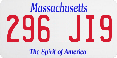 MA license plate 296JI9