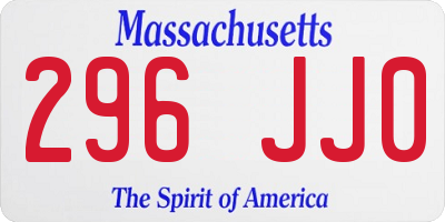 MA license plate 296JJ0