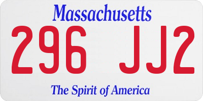 MA license plate 296JJ2