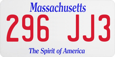 MA license plate 296JJ3