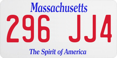 MA license plate 296JJ4