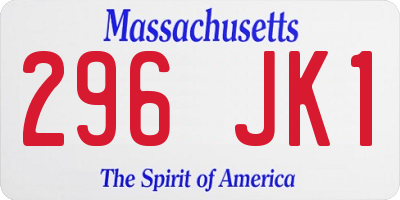 MA license plate 296JK1