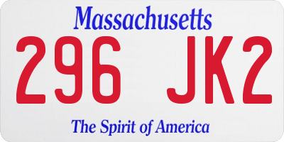 MA license plate 296JK2