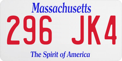 MA license plate 296JK4