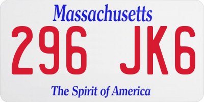 MA license plate 296JK6