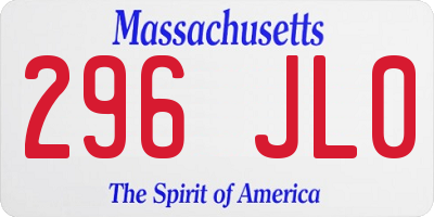 MA license plate 296JL0