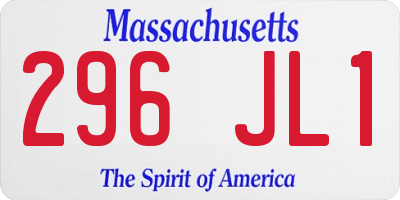 MA license plate 296JL1