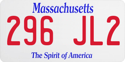 MA license plate 296JL2
