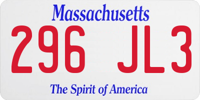 MA license plate 296JL3