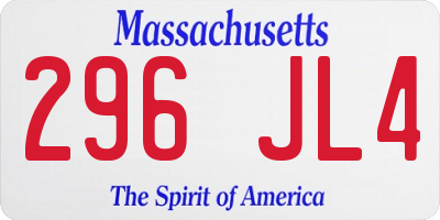 MA license plate 296JL4