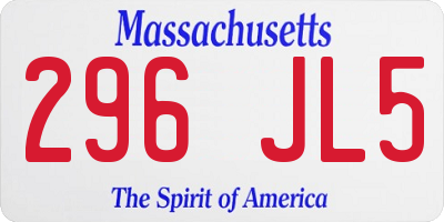 MA license plate 296JL5