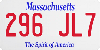 MA license plate 296JL7
