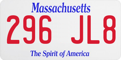MA license plate 296JL8