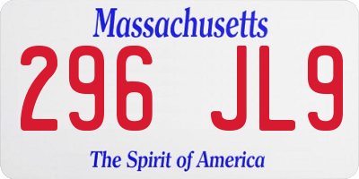 MA license plate 296JL9