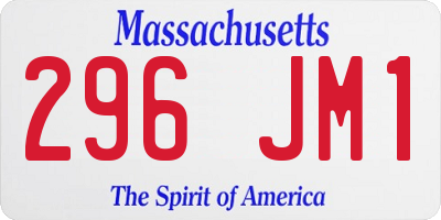 MA license plate 296JM1