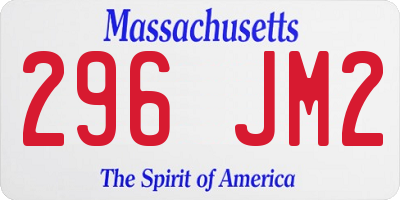 MA license plate 296JM2