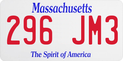 MA license plate 296JM3