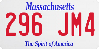 MA license plate 296JM4