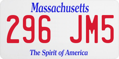 MA license plate 296JM5