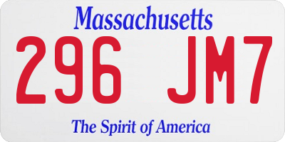 MA license plate 296JM7