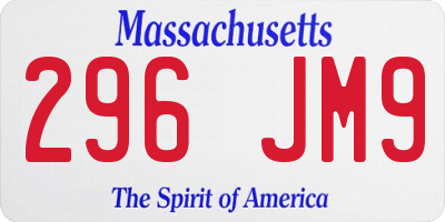 MA license plate 296JM9