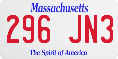 MA license plate 296JN3