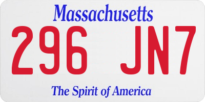 MA license plate 296JN7