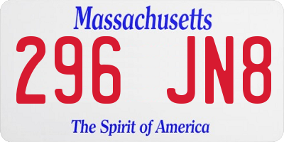 MA license plate 296JN8