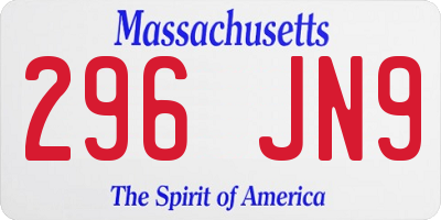 MA license plate 296JN9