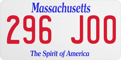 MA license plate 296JO0
