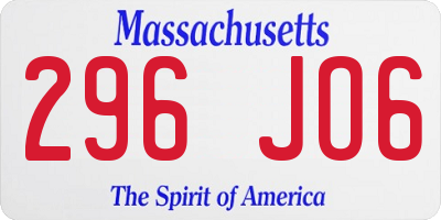 MA license plate 296JO6