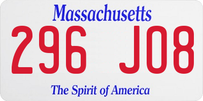 MA license plate 296JO8
