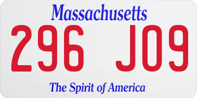 MA license plate 296JO9