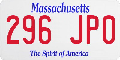 MA license plate 296JP0