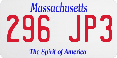 MA license plate 296JP3