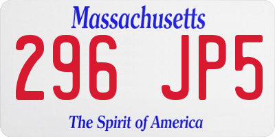 MA license plate 296JP5