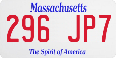 MA license plate 296JP7
