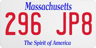 MA license plate 296JP8