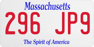 MA license plate 296JP9
