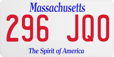 MA license plate 296JQ0