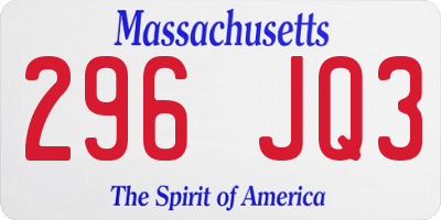 MA license plate 296JQ3