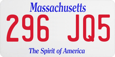 MA license plate 296JQ5